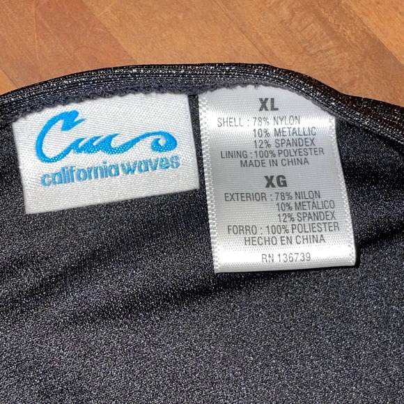 CALIFORNIA WAVES Juniors' Metallic Shine 3pc bikini set black/purple large - Picture 7 of 12